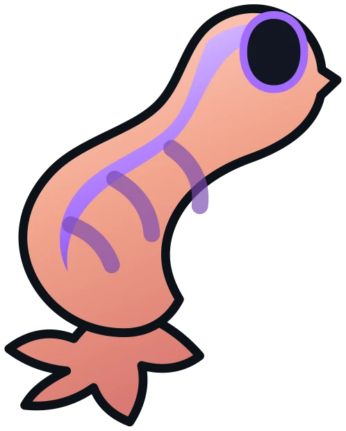 One pink krill, very small, very determined